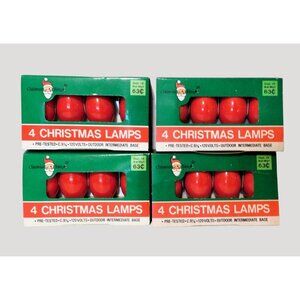 Vintage Christmas Red Lamps C9.25 120 Volts Outdoor Intermediate Base Set of 16